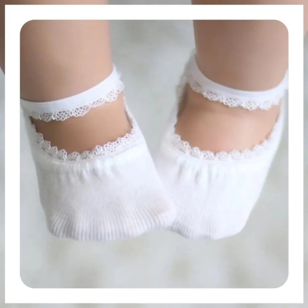 Baby Girl Lace Ankle Socks White Christening Wedding Photo Prop Accessory 9-12M